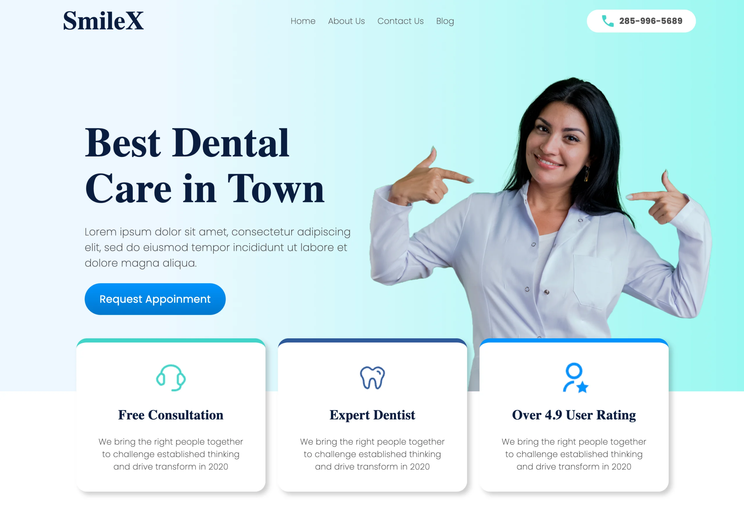 SmileX theme hero section